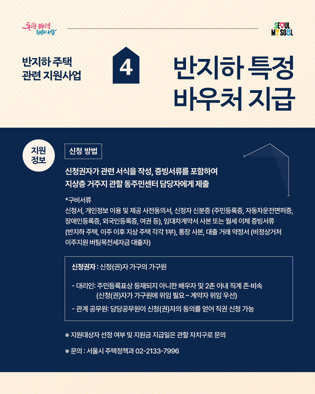 반지하 주택 관련 지원사업 4. 반지하 특정 바우처 지급  - 카드뉴스3